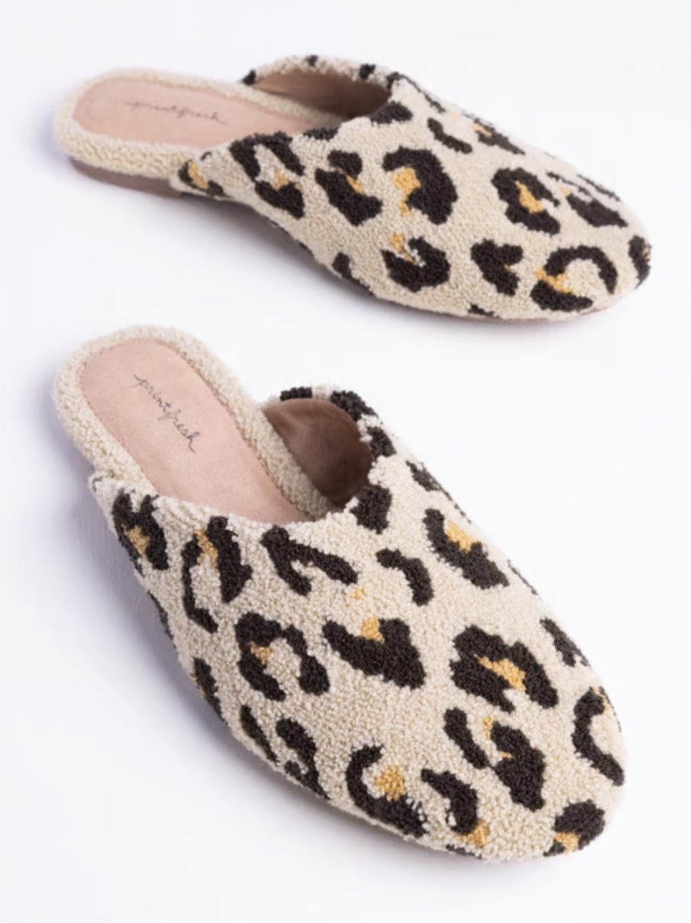 Printfresh Lounging Leopard Tufted Mule Slippers